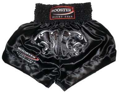 Booster Muaythai Kick- Thaiboxing Shorts schwarz mit doppelten Pantherkopf  TBT-13