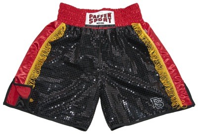 Paffen-Sport  Pro  boxing shorts black-red-gold with Sequins