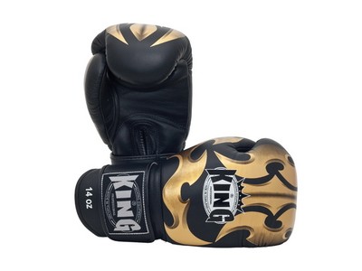 King Boxhandschuhe schwarz/gold Leder BGK FANTASY 2