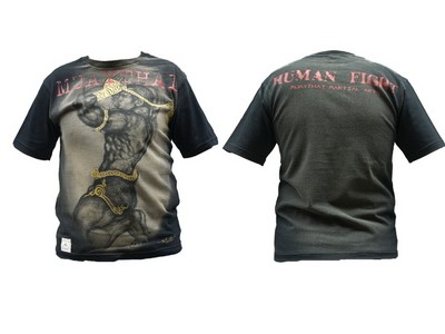 Human Fight T-Shirt schwarz mit toller Grafik vorne und Aufdruck hinten HFT-S7