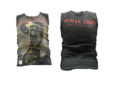 Human Fight T-Shirt Ärmellos schwarz mit toller Grafik vorne und Aufdruck hinten HFT-S8