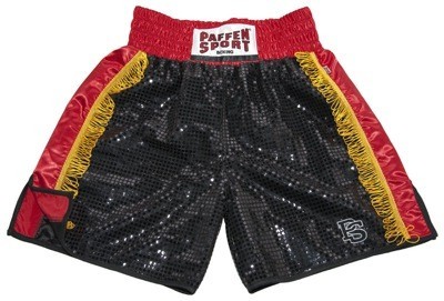 Paffen-Sport  Pro  boxing shorts black-red-gold with Sequins size XXL