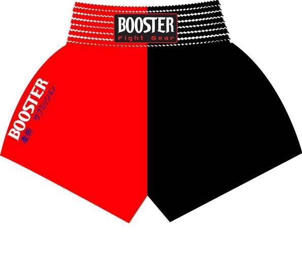Booster Trunks / Kick- Thaiboxing Shorts rot/schwarz mit Booster Logo BTT 5