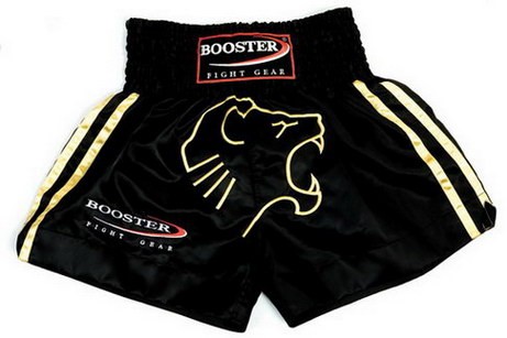 Booster muaythai Kick- Thaiboxing Hose/Shorts schwarz-gelb mit Löwen TBT-8