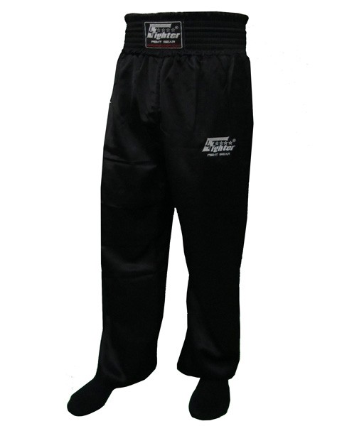 4Fighter lange schwarze Kickboxing Vollkontakt Hose 4FVK