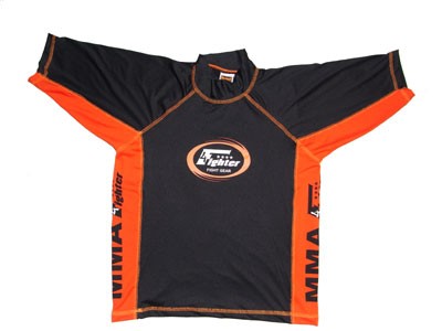 4Fighter Freefight / MMA Rashguard schwarz-orange kurzarm Gr. S