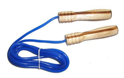 Azul Comba de plástico con manija de madera JR-P